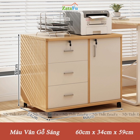 Tủ Kệ Đựng Hồ Sơ Tài Liệu Có Bánh Xe Xoay 360 Độ Có Khóa An Toàn TUTT-62 ZataFu