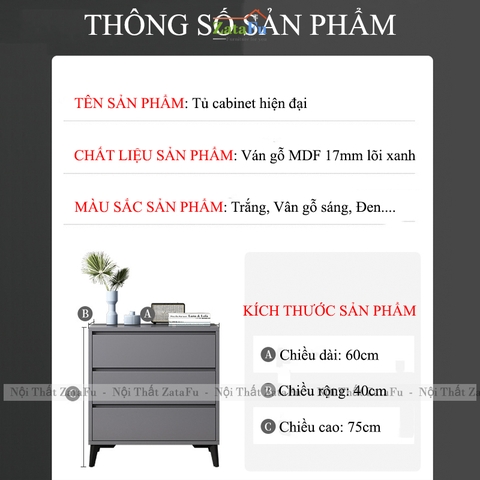 Tủ Cabinet Gỗ MDF Đựng Đồ Đa Năng Phong Cách Hiện Đại TUTT-53 ZataFu