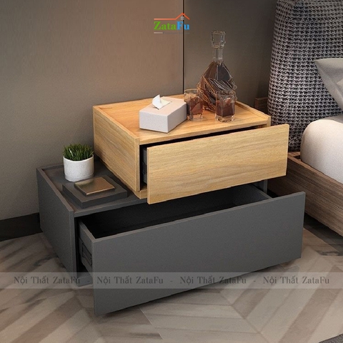 Tủ đầu giường gỗ 2 tầng kết hợp đa năng TDG-24