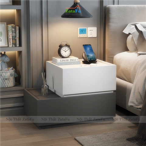 Tủ đầu giường gỗ 2 tầng kết hợp đa năng TDG-24