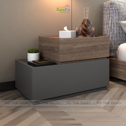 Tủ đầu giường gỗ 2 tầng kết hợp đa năng TDG-24