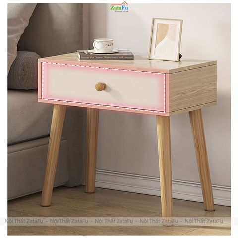 Tủ Đầu Giường Chân Gỗ Có Ngăn Kéo Và Không Ngăn Kéo Gỗ MDF TDG-39 ZataFu