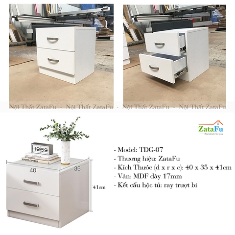 Tủ đầu giường 2 ngăn kéo TDG-07