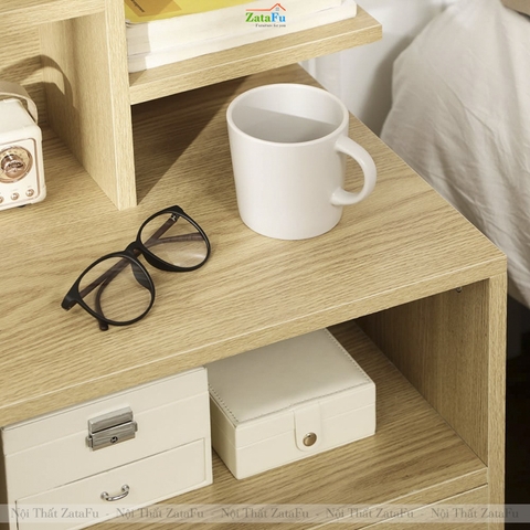 Tủ Kệ Để Đầu Giường Thiết Kế Ngăn Kéo Tủ Gỗ MDF Lõi Xanh Chống Ẩm TDG-49 ZataFu