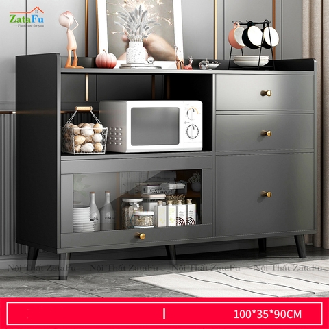 Tủ bếp gắn kính để lò vi sóng có hộc kéo KBEP-09