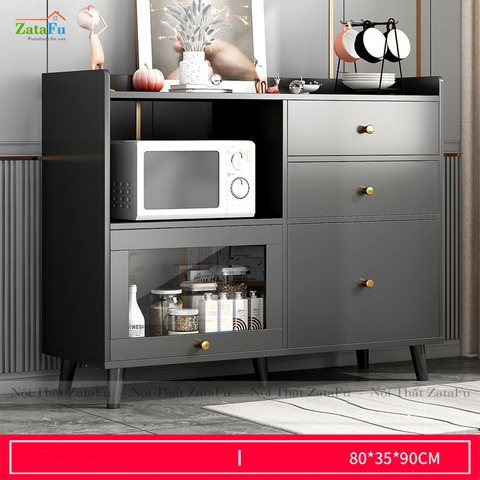 Tủ bếp gắn kính để lò vi sóng có hộc kéo KBEP-09