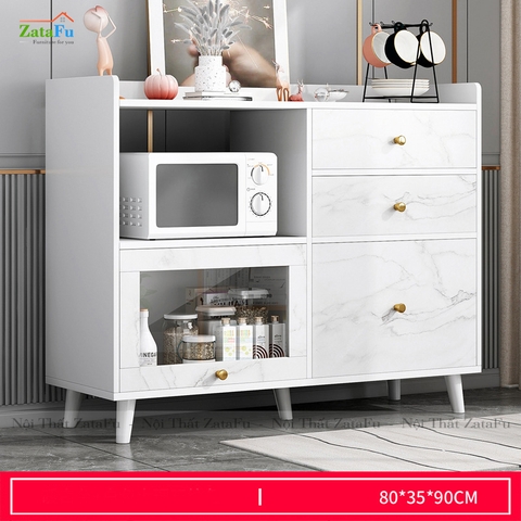 Tủ bếp gắn kính để lò vi sóng có hộc kéo KBEP-09