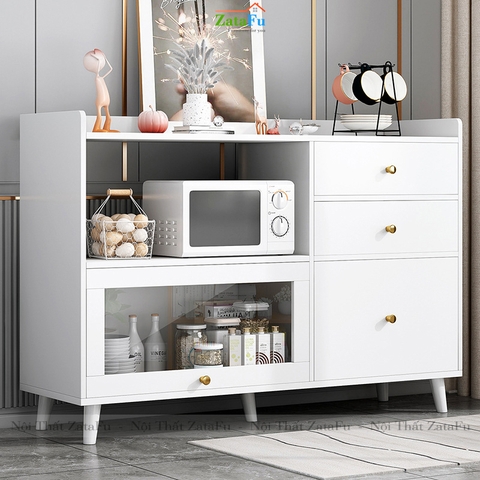 Tủ bếp gắn kính để lò vi sóng có hộc kéo KBEP-09
