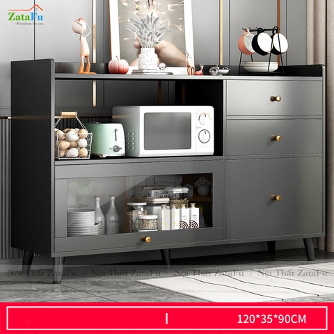 Tủ bếp gắn kính để lò vi sóng có hộc kéo KBEP-09