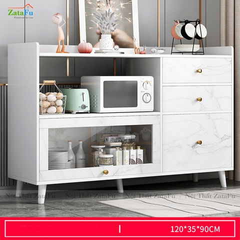 Tủ bếp gắn kính để lò vi sóng có hộc kéo KBEP-09