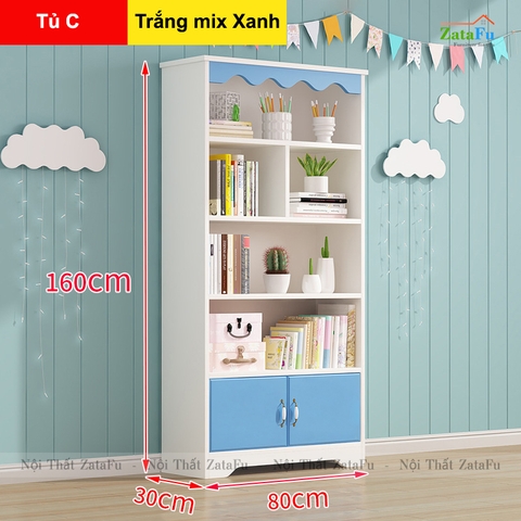 Tủ kệ sách trang trí nhiều phân loại xinh xắn cho bé TUTT-44