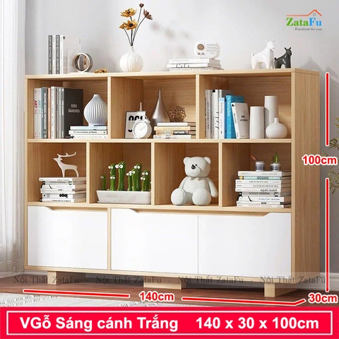 Tủ Sách Trang Trí Phòng Khách Chân Gỗ TUTT-36