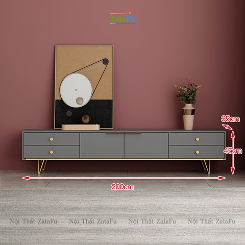 Tủ kệ tivi chân crom vàng sang trọng KTV-19