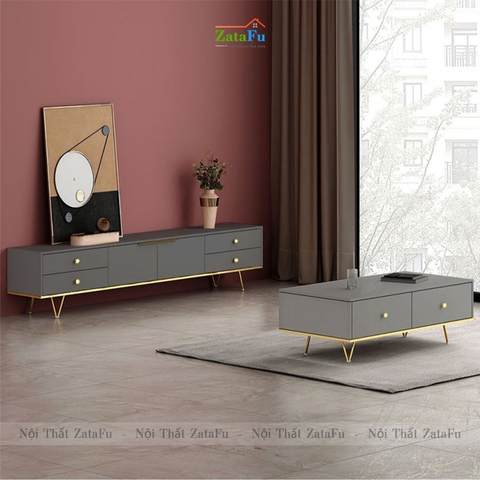 Tủ kệ tivi chân crom vàng sang trọng KTV-19