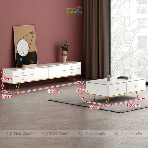 Tủ kệ tivi chân crom vàng sang trọng KTV-19