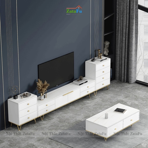 Tủ kệ tivi chân crom vàng sang trọng KTV-19