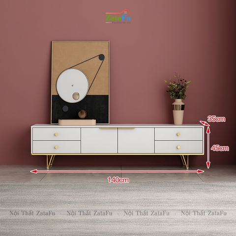 Tủ kệ tivi chân crom vàng sang trọng KTV-19