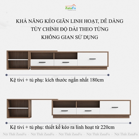 Combo Bàn Trà Sofa, Kệ Tủ Tivi Phòng Khách Thiết Kế Hiện Đại Gỗ MDF BSF-42 ZataFu