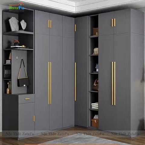Tủ quần áo góc L cao cấp nhiều phân loại kết hợp sang trọng TQA-21