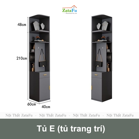 Tủ quần áo góc L cao cấp nhiều phân loại kết hợp sang trọng TQA-21