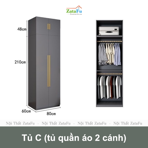 Tủ quần áo góc L cao cấp nhiều phân loại kết hợp sang trọng TQA-21