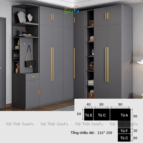 Tủ quần áo góc L cao cấp nhiều phân loại kết hợp sang trọng TQA-21
