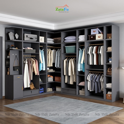 Tủ quần áo góc L cao cấp nhiều phân loại kết hợp sang trọng TQA-21