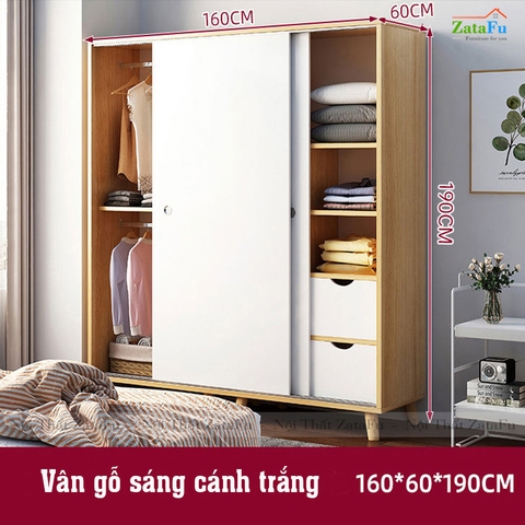 Tủ quần áo cửa trượt chân gỗ TQA-06
