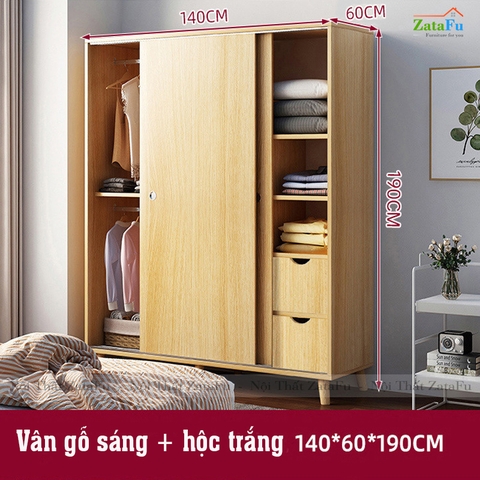 Tủ quần áo cửa trượt chân gỗ TQA-06