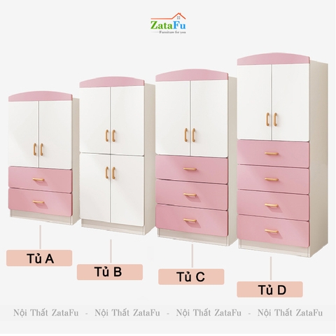Tủ quần áo gỗ xinh xắn trang trí phòng ngủ cho bé TQA-17