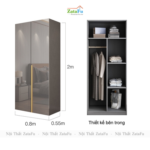 Tủ quần áo gỗ phối hợp sang trọng cho phòng ngủ TQA-27