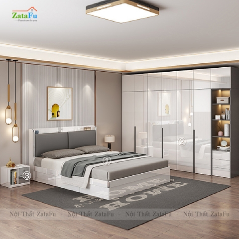 Tủ quần áo gỗ phối hợp sang trọng cho phòng ngủ mẫu 2 TQA-28