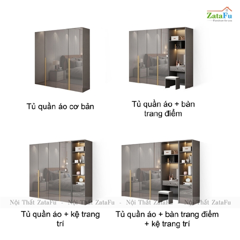 Tủ quần áo gỗ phối hợp sang trọng cho phòng ngủ TQA-27