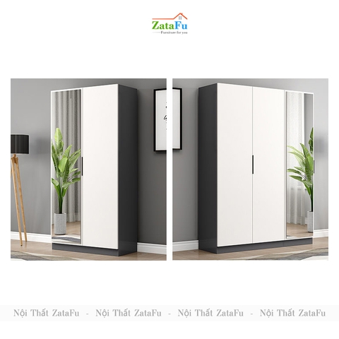 Tủ quần áo gỗ hiện đại kèm gương soi mặt trước TQA-45