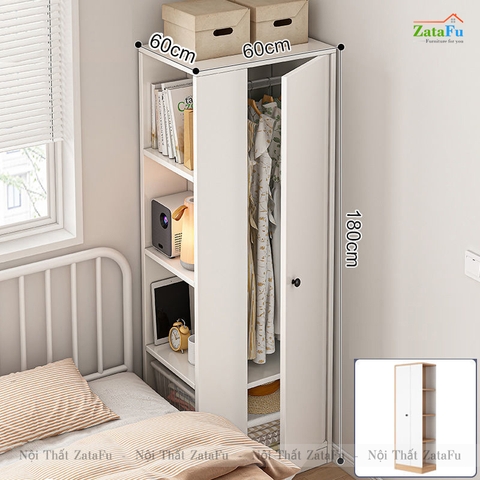 Tủ quần áo nhỏ tích hợp kệ sách trang trí TQA-19