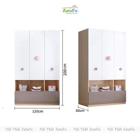 Tủ Quần Áo Gỗ Thông Minh Trang Trí Phòng Ngủ Cho Bé TQA-47