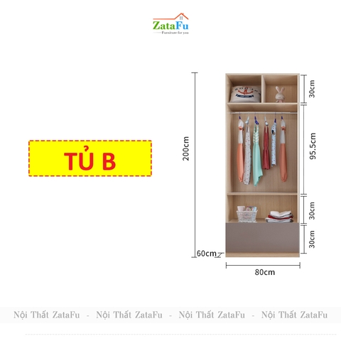 Tủ Quần Áo Gỗ Thông Minh Trang Trí Phòng Ngủ Cho Bé TQA-47