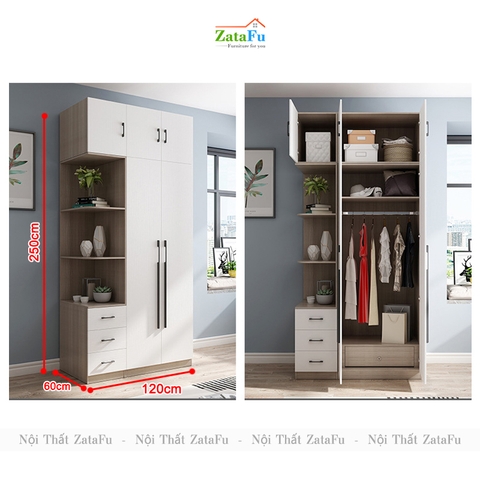 Tủ quần áo đẹp bằng gỗ hiện đại TQA-15