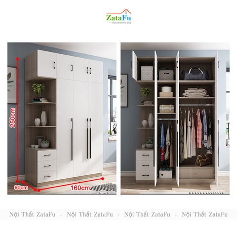 Tủ quần áo đẹp bằng gỗ hiện đại TQA-15