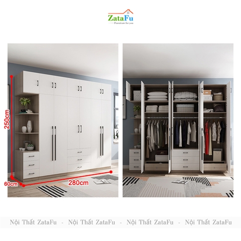 Tủ quần áo đẹp bằng gỗ hiện đại TQA-15