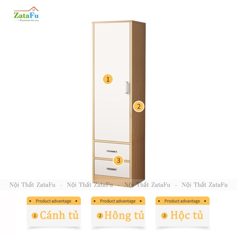Tủ quần áo 1 buồng kiểu dáng đơn giản TQA-20