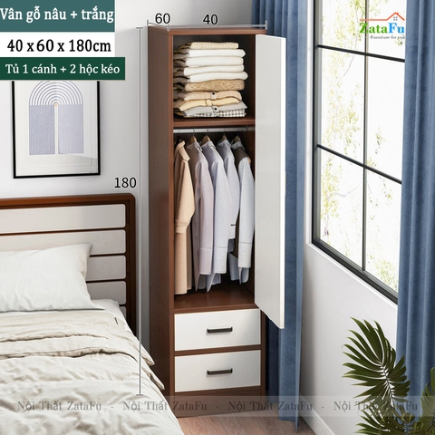 Tủ quần áo 1 buồng kiểu dáng đơn giản TQA-20