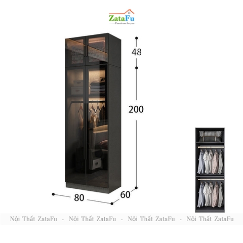 Tủ quần áo buồng kính đèn LED cao cấp TQA-34
