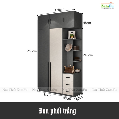 Tủ quần áo đẹp hiện đại TQA-14