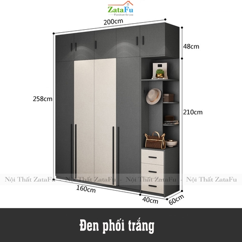 Tủ quần áo đẹp hiện đại TQA-14