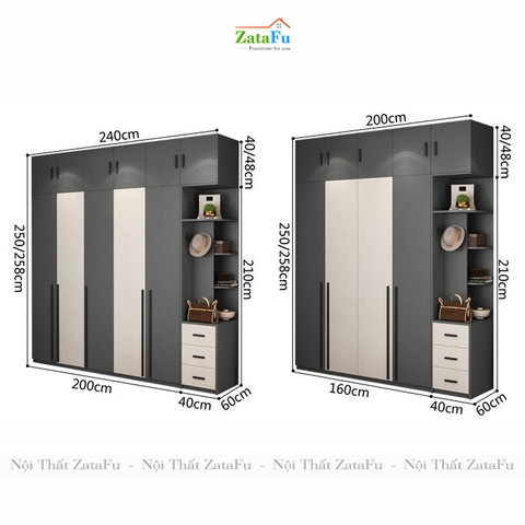 Tủ quần áo đẹp hiện đại TQA-14