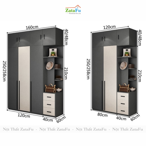 Tủ quần áo đẹp hiện đại TQA-14