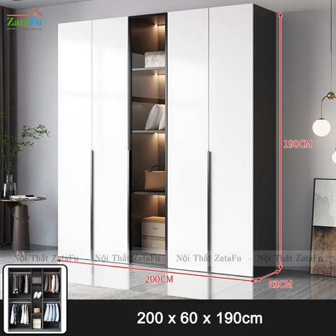 Tủ quần áo gương kết hợp đèn led sang trọng cho không gian phòng ngủ TQA-32