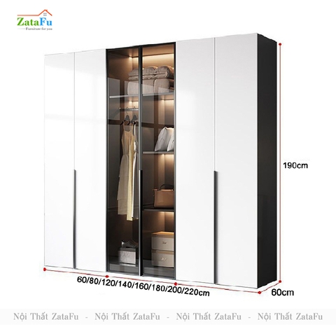Tủ quần áo gương kết hợp đèn led sang trọng cho không gian phòng ngủ TQA-32