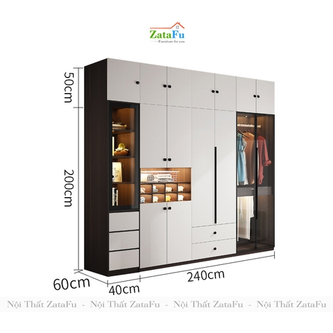 Tủ quần áo cao cao cấp tích hợp đèn LED thông minh TQA-16
